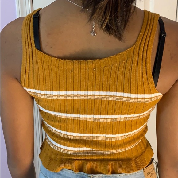 Mustard and White stretchy Tank - Picture 2 of 4